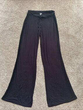 aerie Black Wide-Leg Drawstring Lounge Pants